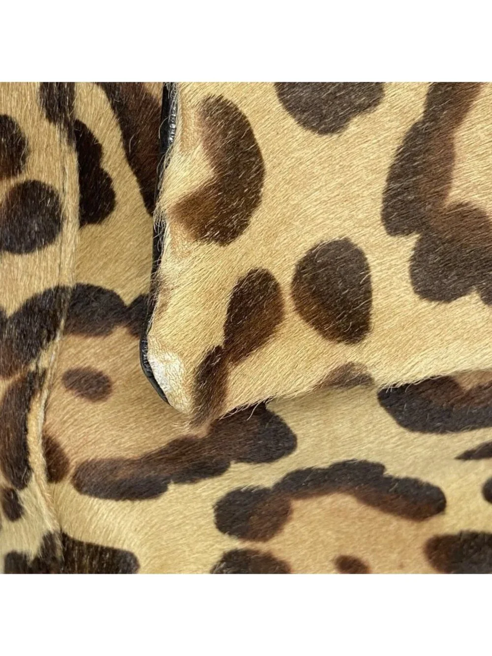 Fendi Handbag Leopard Calf Hair Brown Silver